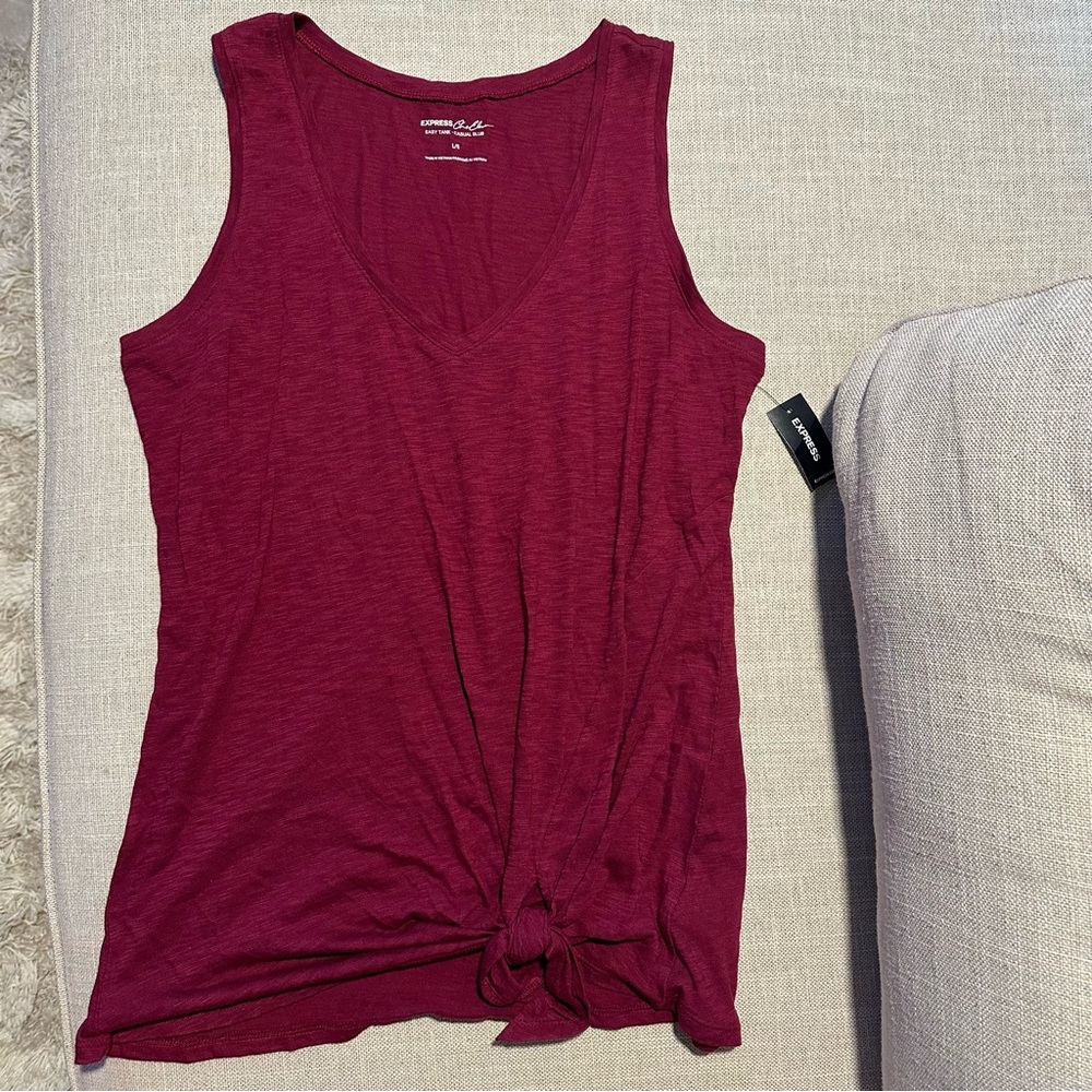 Express Red Sleeveless Tie Front Tank Top